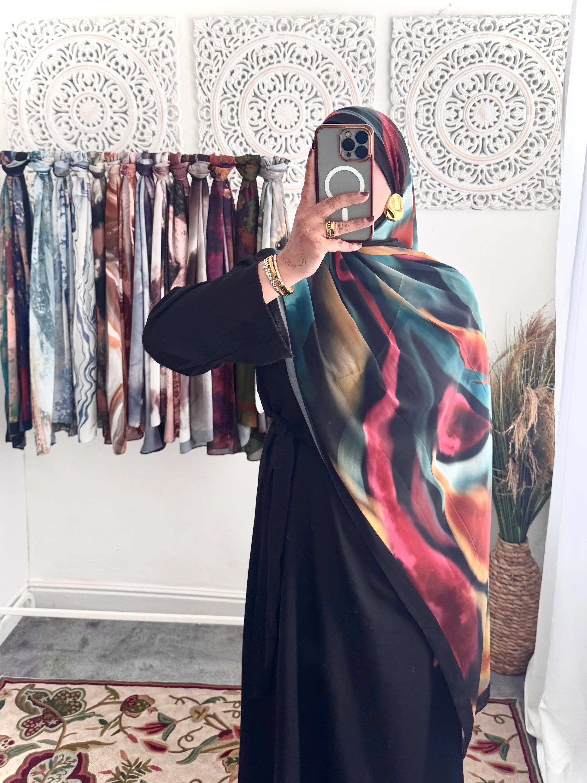 Water coloured Chiffon Printed Moheet Hijab - Hijab Junkie UK