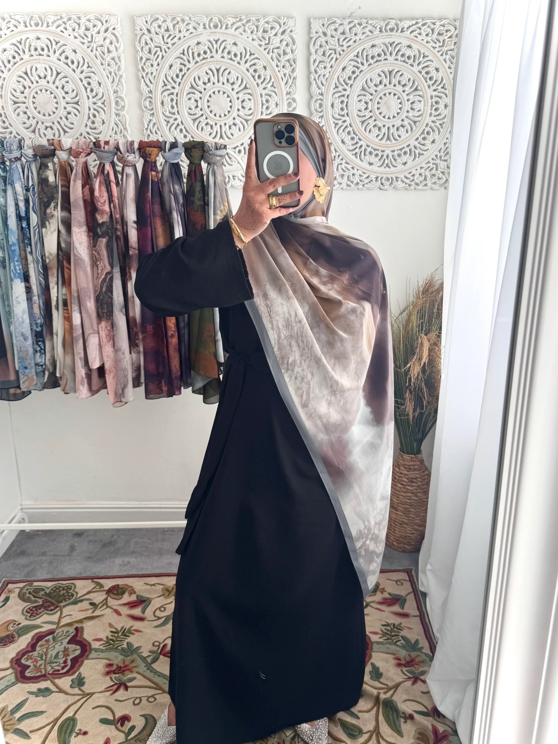 Water coloured Chiffon Printed Layla Hijab - Hijab Junkie UK