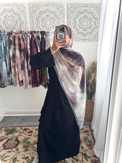 Water coloured Chiffon Printed Layla Hijab - Hijab Junkie UK