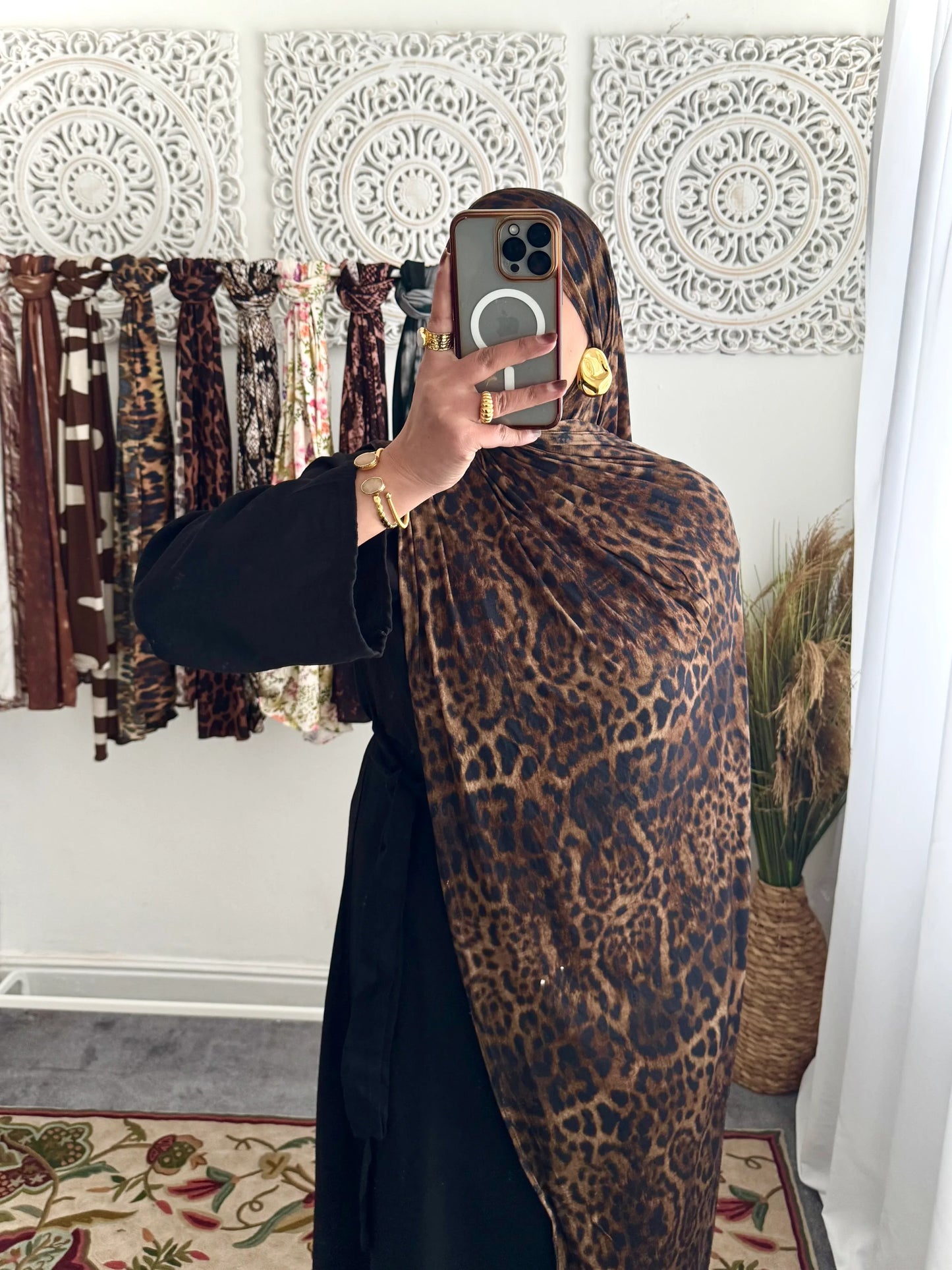 Premium Jersey Midnight Leopard hijab - Hijab Junkie UK