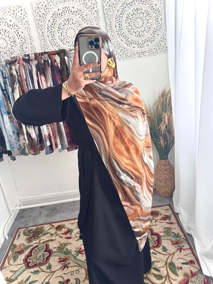 Water coloured Chiffon Printed Asmar Hijab - Hijab Junkie UK