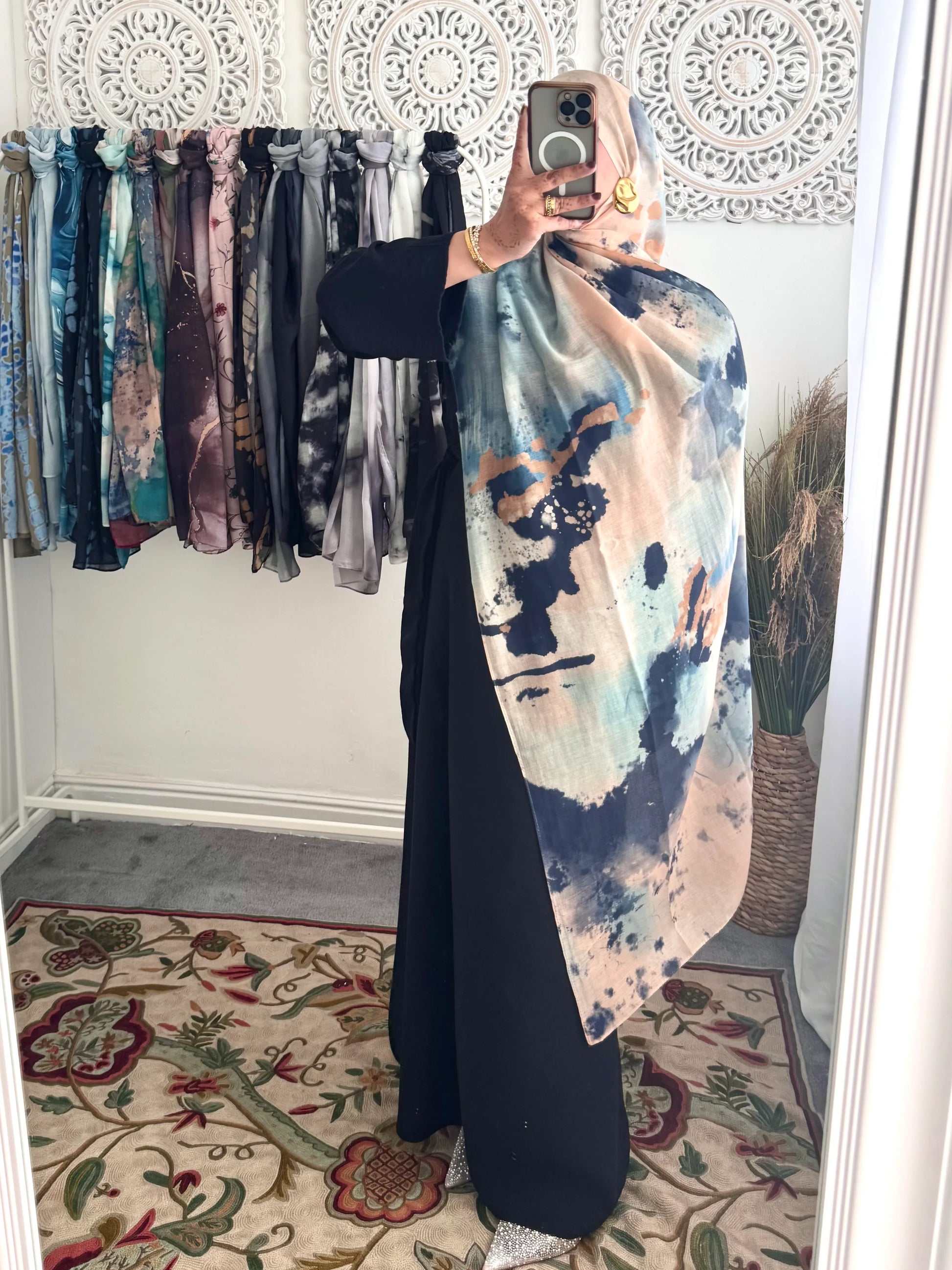 Water coloured Modal Printed Diyana Hijab - Hijab Junkie UK
