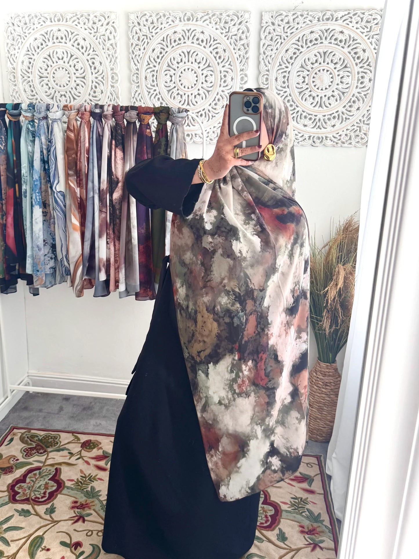 Water coloured Chiffon Printed Bunni Hijab - Hijab Junkie UK