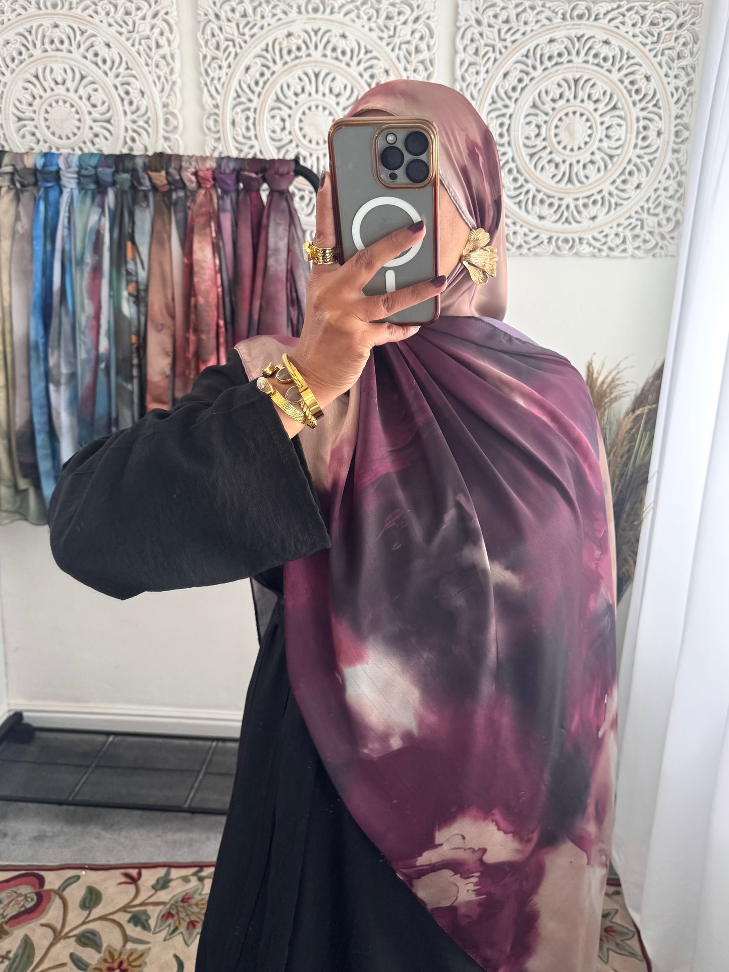 Water coloured Modal Silk Printed earth Hijab
