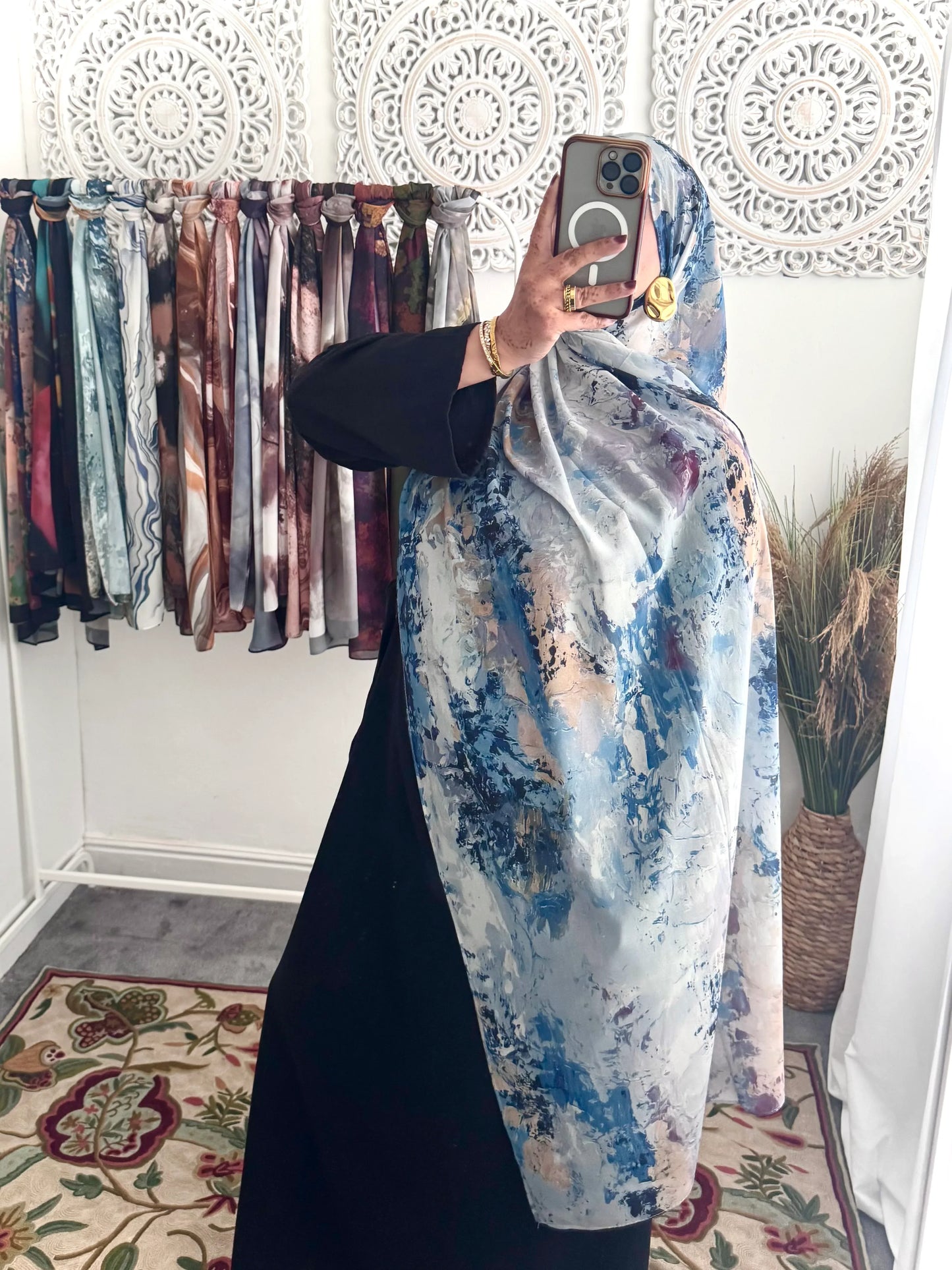 Water coloured Chiffon Printed Tahira Hijab - Hijab Junkie UK