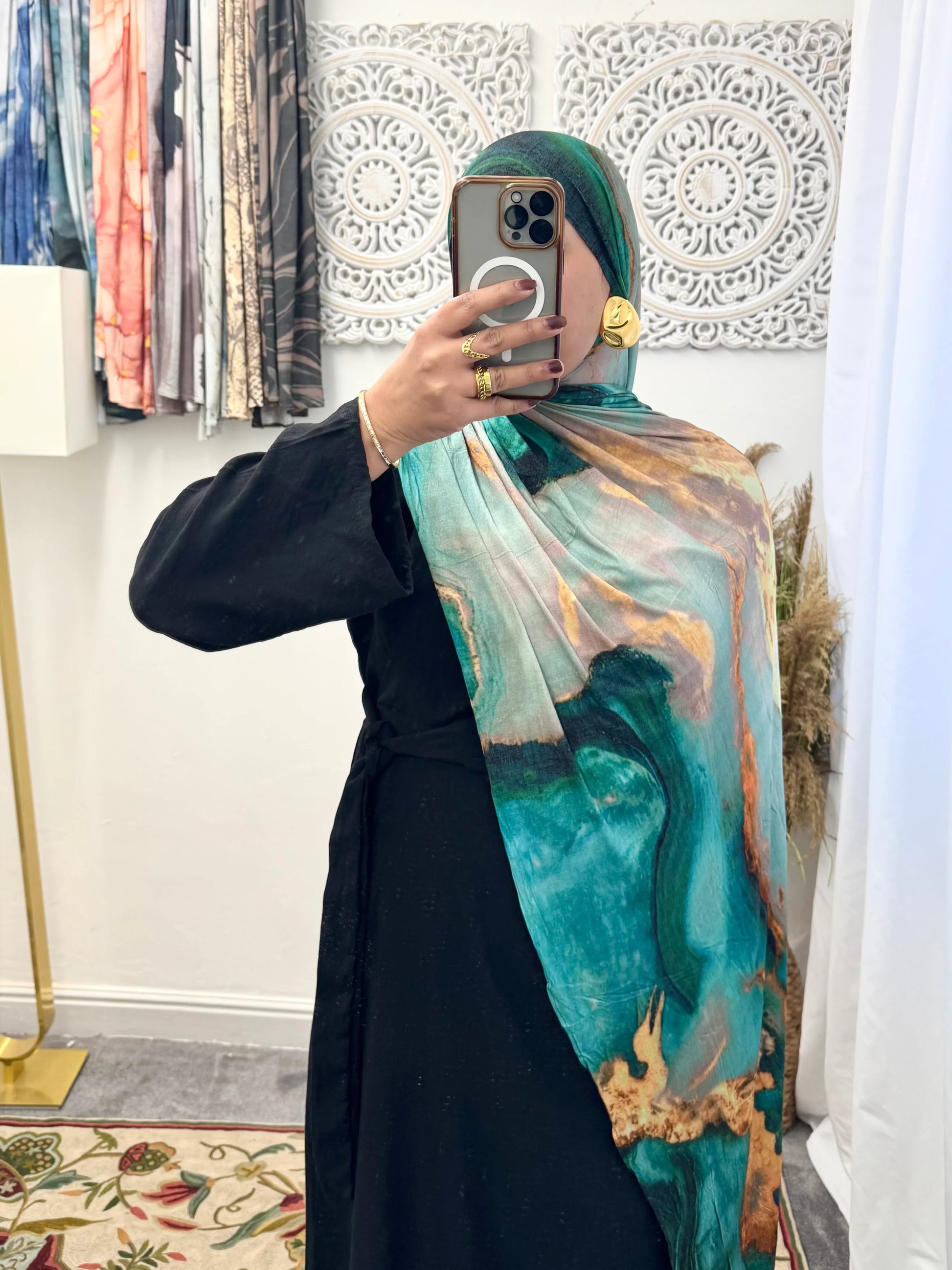 Premium Jersey Volcano Teal hijab - Hijab Junkie UK