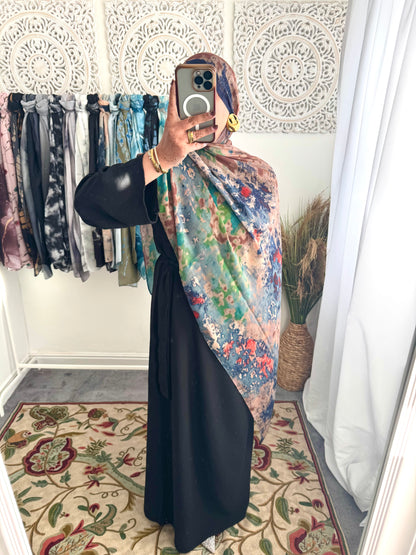 Water coloured Modal Printed Lattice Hijab