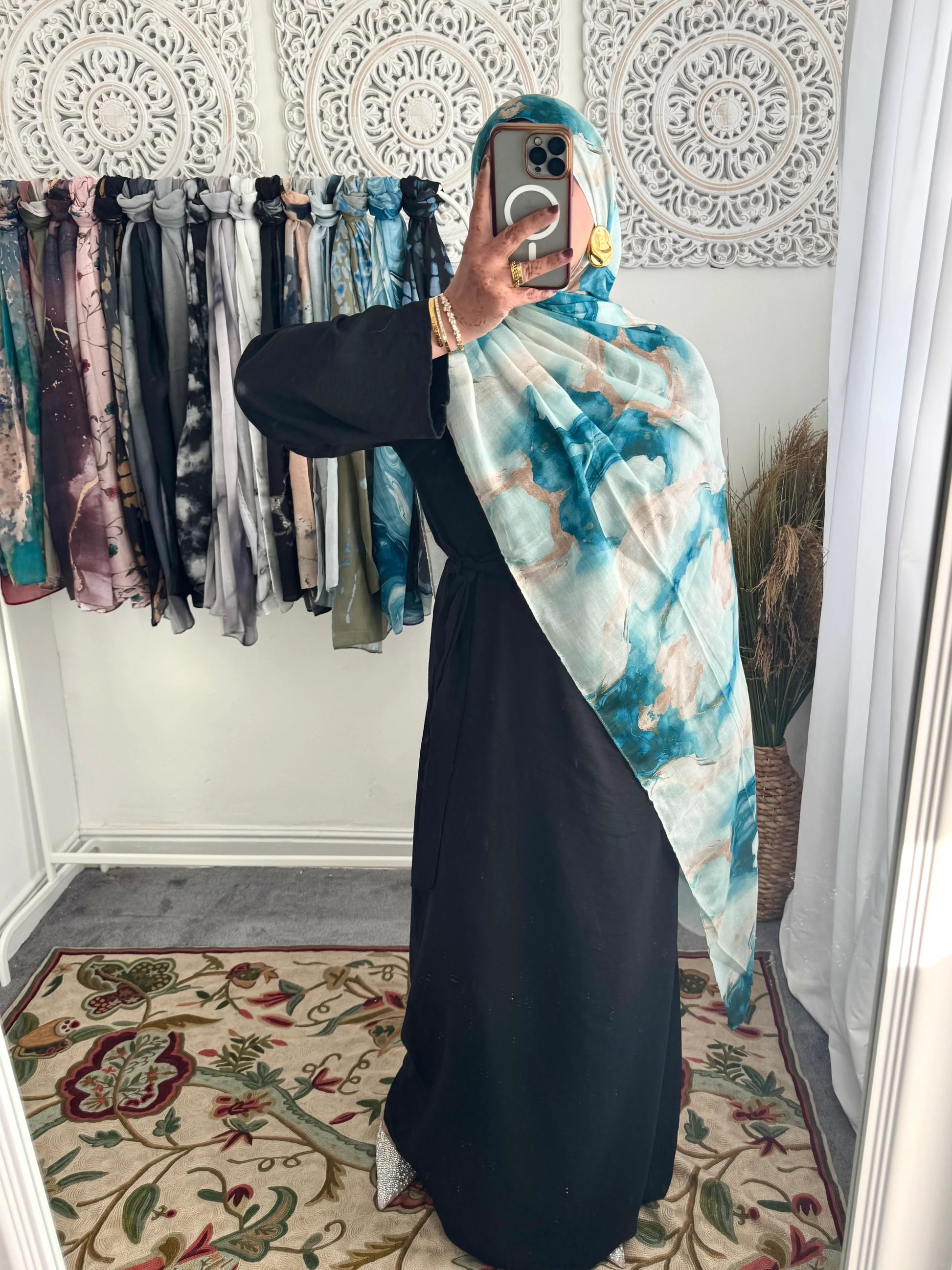 Water coloured Modal Printed Pixel Hijab - Hijab Junkie UK