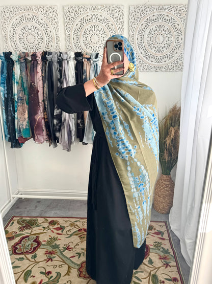 Water coloured Modal Printed Pure Thread Hijab - Hijab Junkie UK