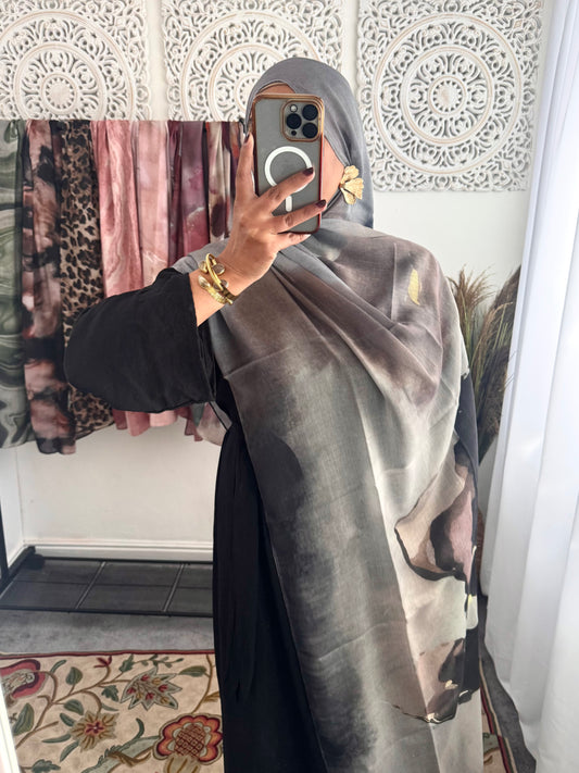 Water coloured Modal Printed Mocha Hijab