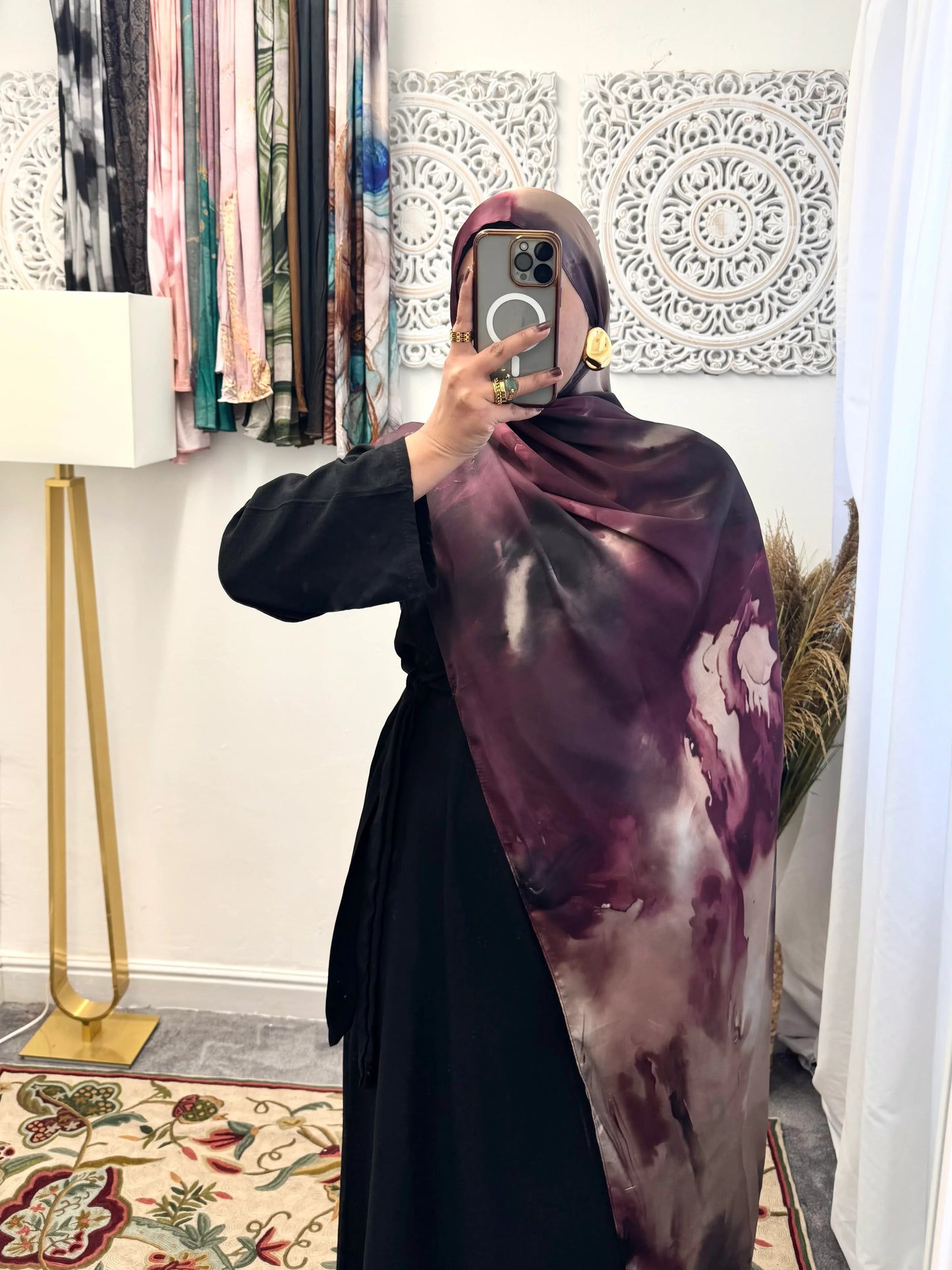 Water coloured Modal Silk Printed lavender splatter Hijab - Hijab Junkie UK