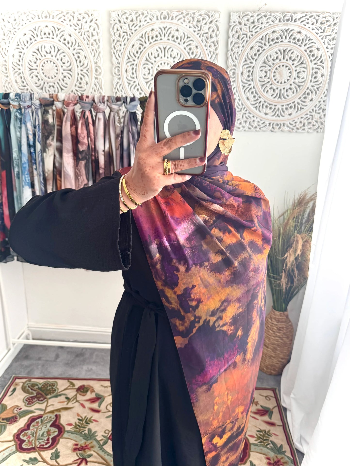 Water coloured Chiffon Printed Nura Hijab - Hijab Junkie UK