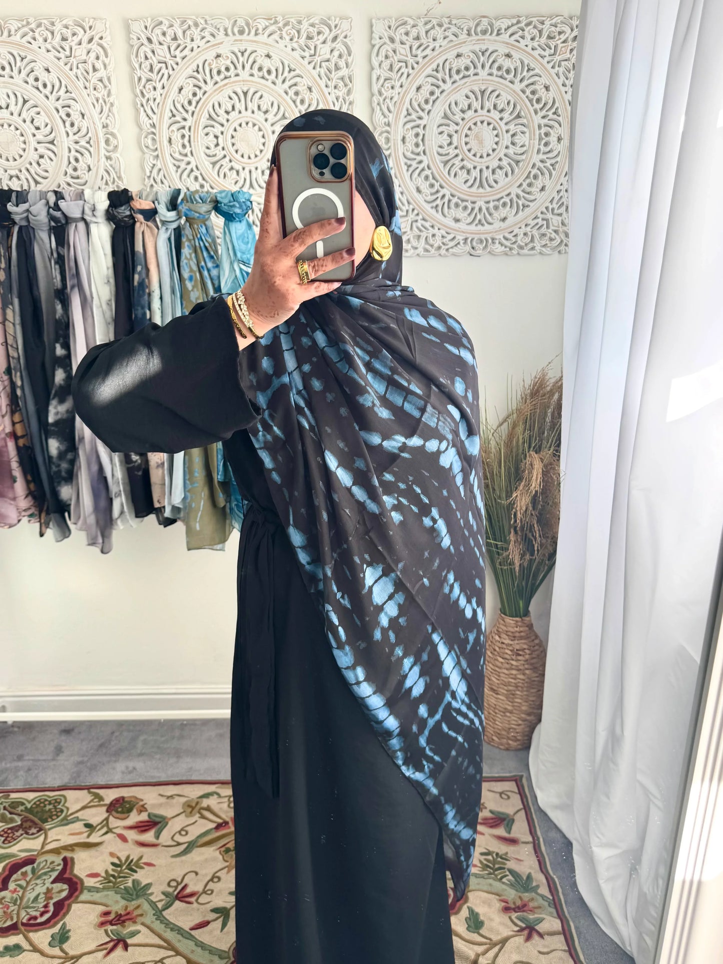 Water coloured Modal Printed Vortex Hijab - Hijab Junkie UK