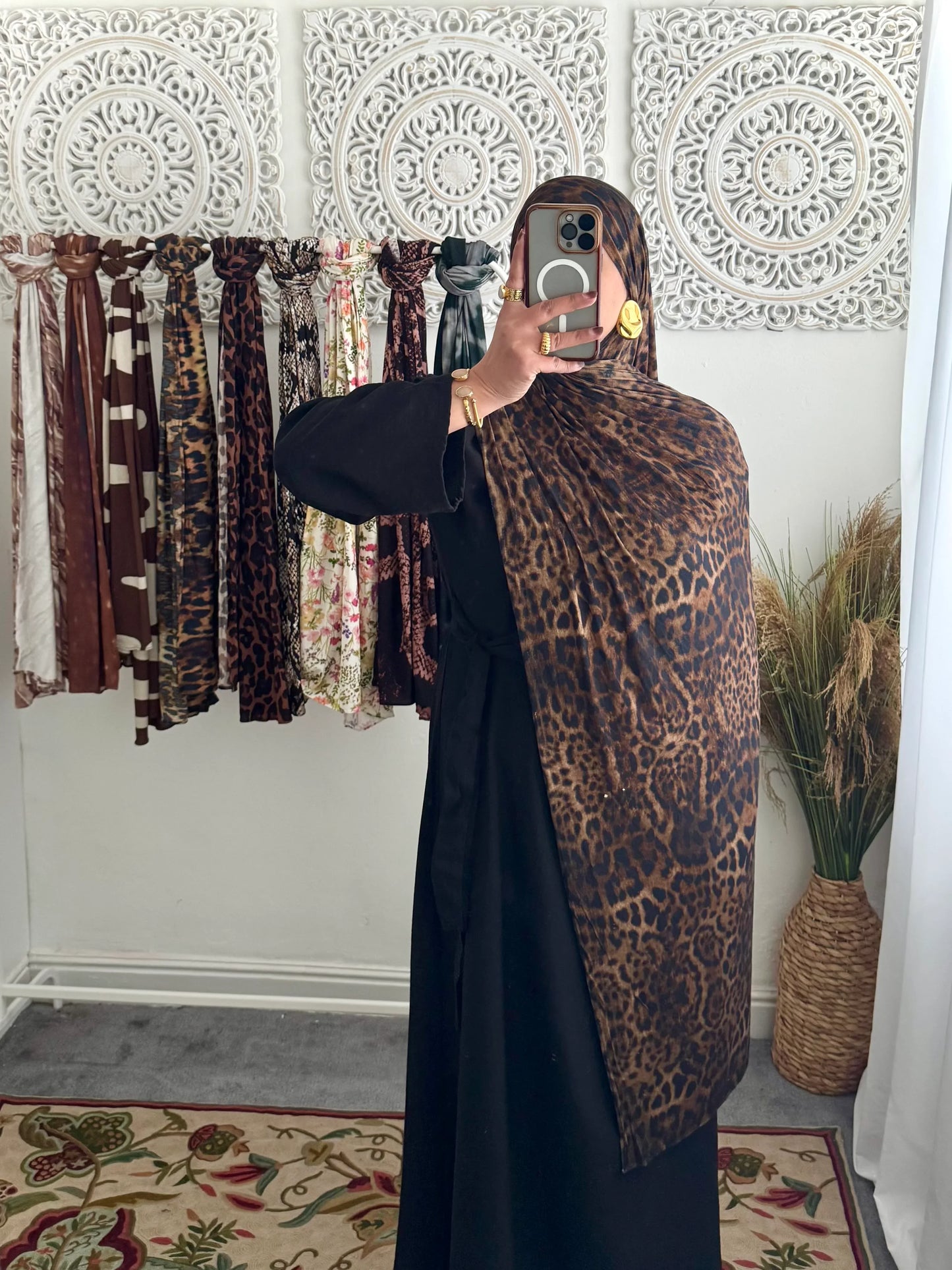 Premium Jersey Midnight Leopard hijab - Hijab Junkie UK