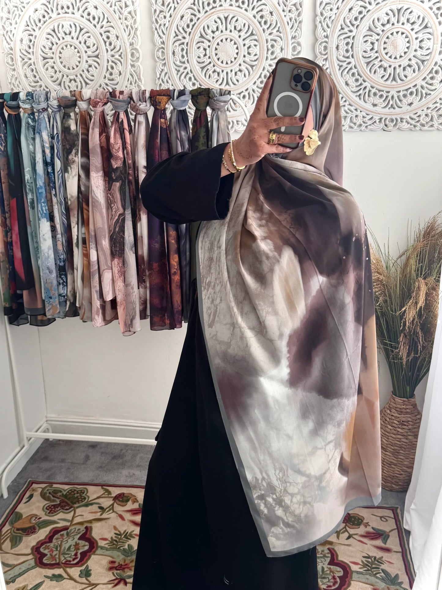 Water coloured Chiffon Printed Layla Hijab - Hijab Junkie UK