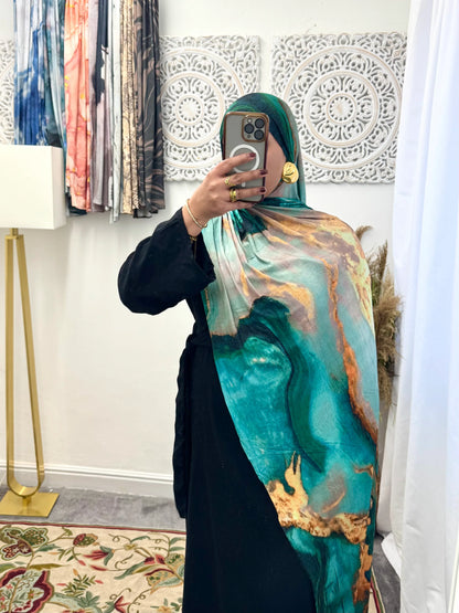 Premium Jersey Volcano Teal hijab - Hijab Junkie UK