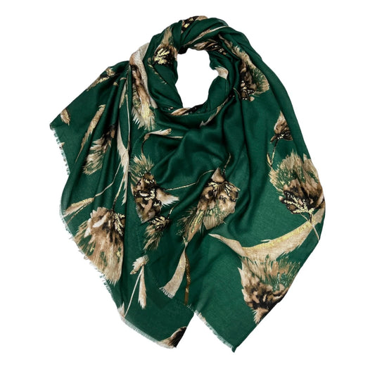 Maxi printed tulip bottle green hijab scarf