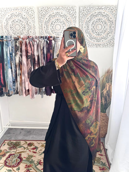 Water coloured Chiffon Printed Dania Hijab - Hijab Junkie UK