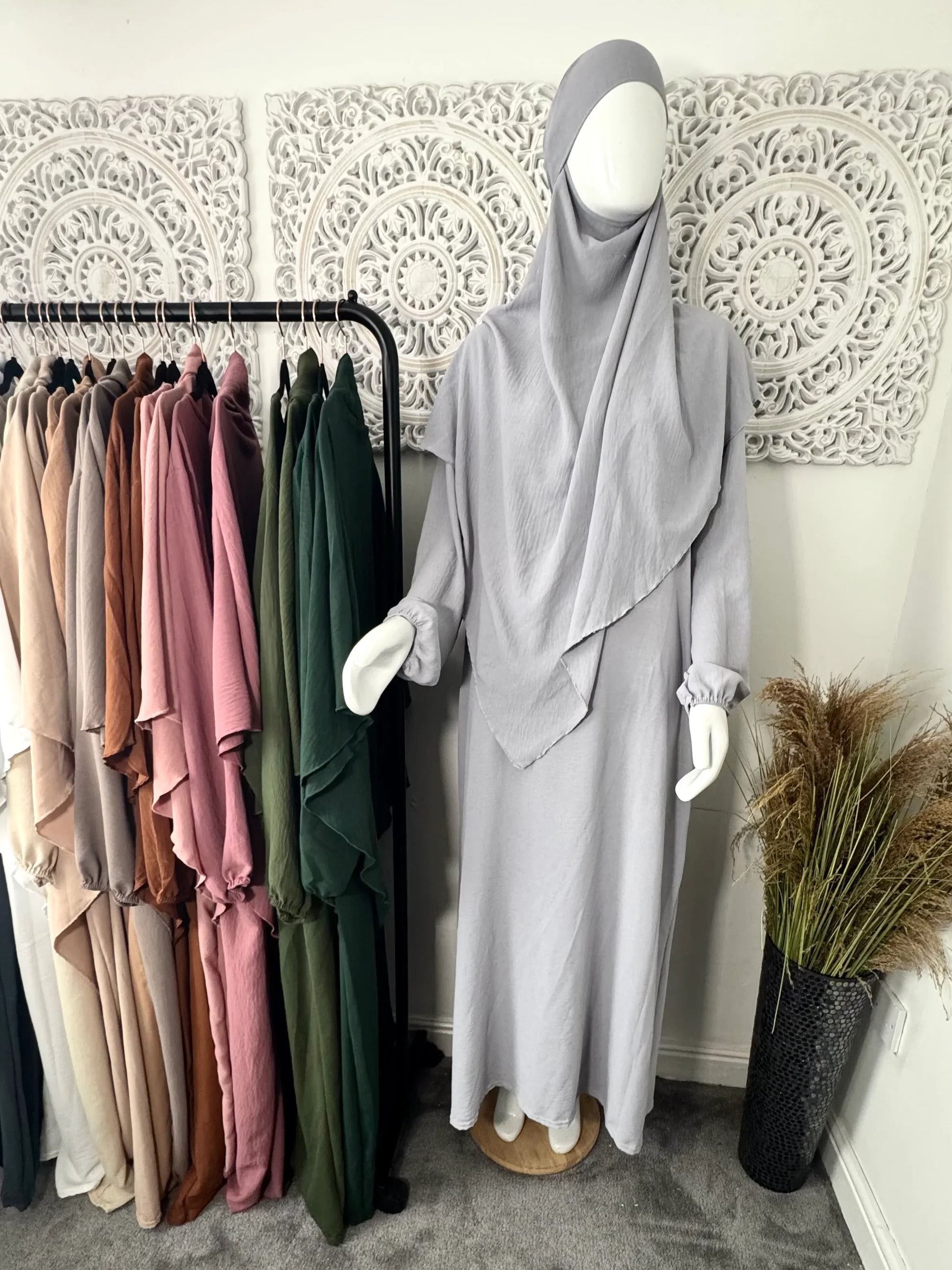 Khimar 2 pc Hawwa plain light weight abaya set adults and teenagers - Hijab Junkie UK