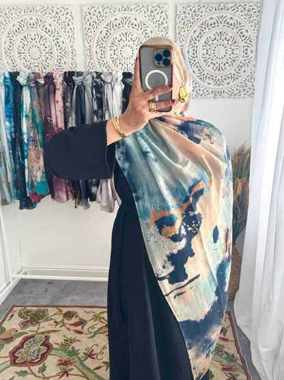 Water coloured Modal Printed Diyana Hijab - Hijab Junkie UK