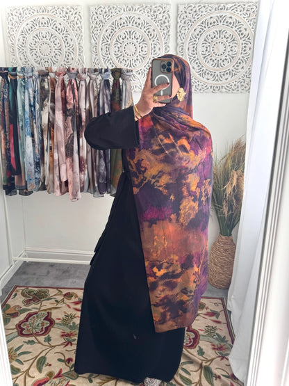 Water coloured Chiffon Printed Nura Hijab - Hijab Junkie UK
