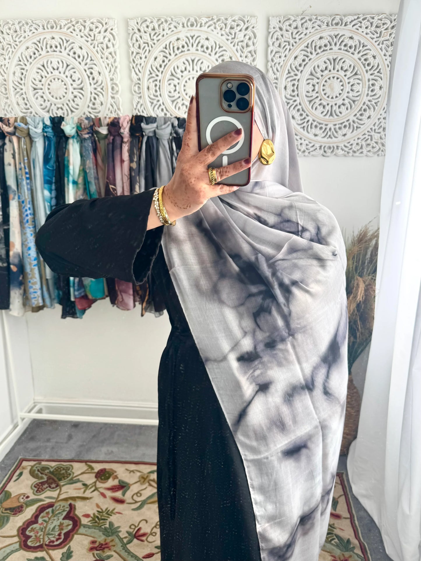 Water coloured Modal Printed Nura Hijab - Hijab Junkie UK