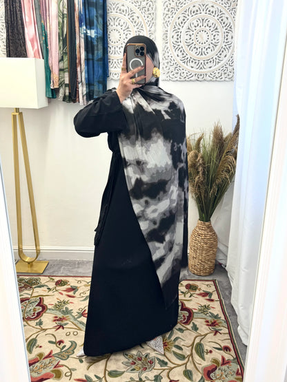 Premium Jersey Marble Black hijab - Hijab Junkie UK