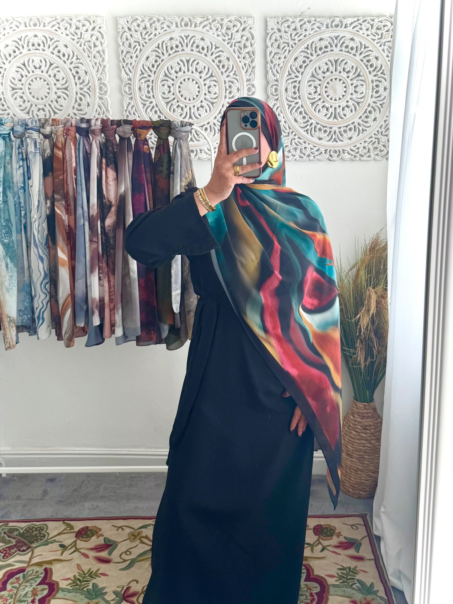 Water coloured Chiffon Printed Moheet Hijab - Hijab Junkie UK