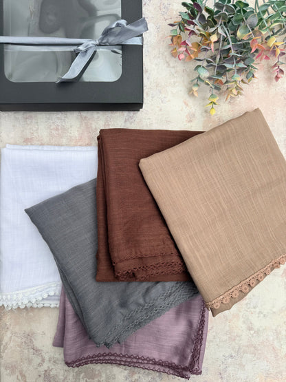 premium lace coco hijab set presented in a gift box