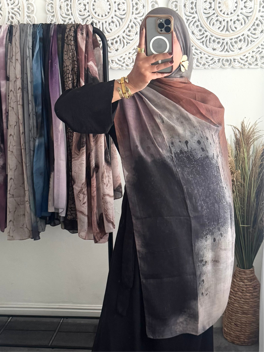 Water coloured Modal Printed pecan Hijab