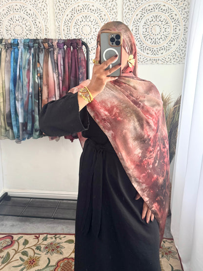 Water coloured Modal Silk Printed fire Hijab