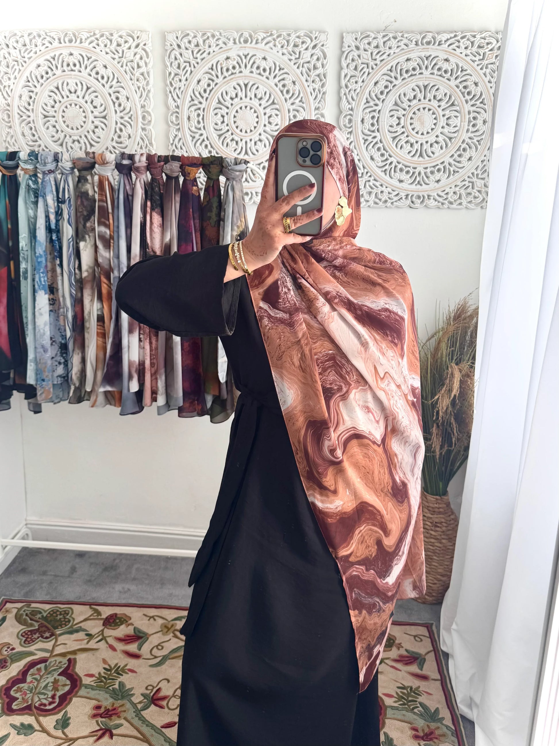 Water coloured Chiffon Printed Fareed Hijab - Hijab Junkie UK
