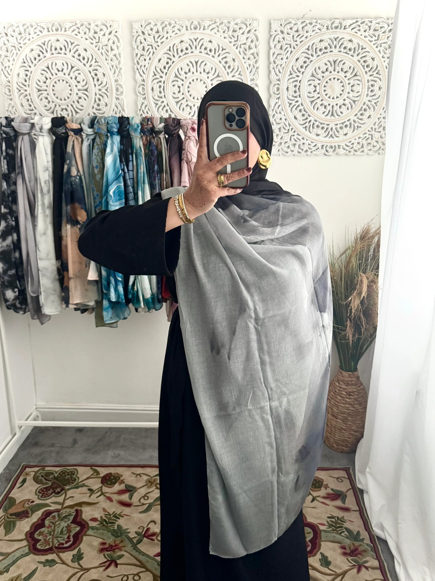 Water coloured Modal Printed Shajara Hijab - Hijab Junkie UK