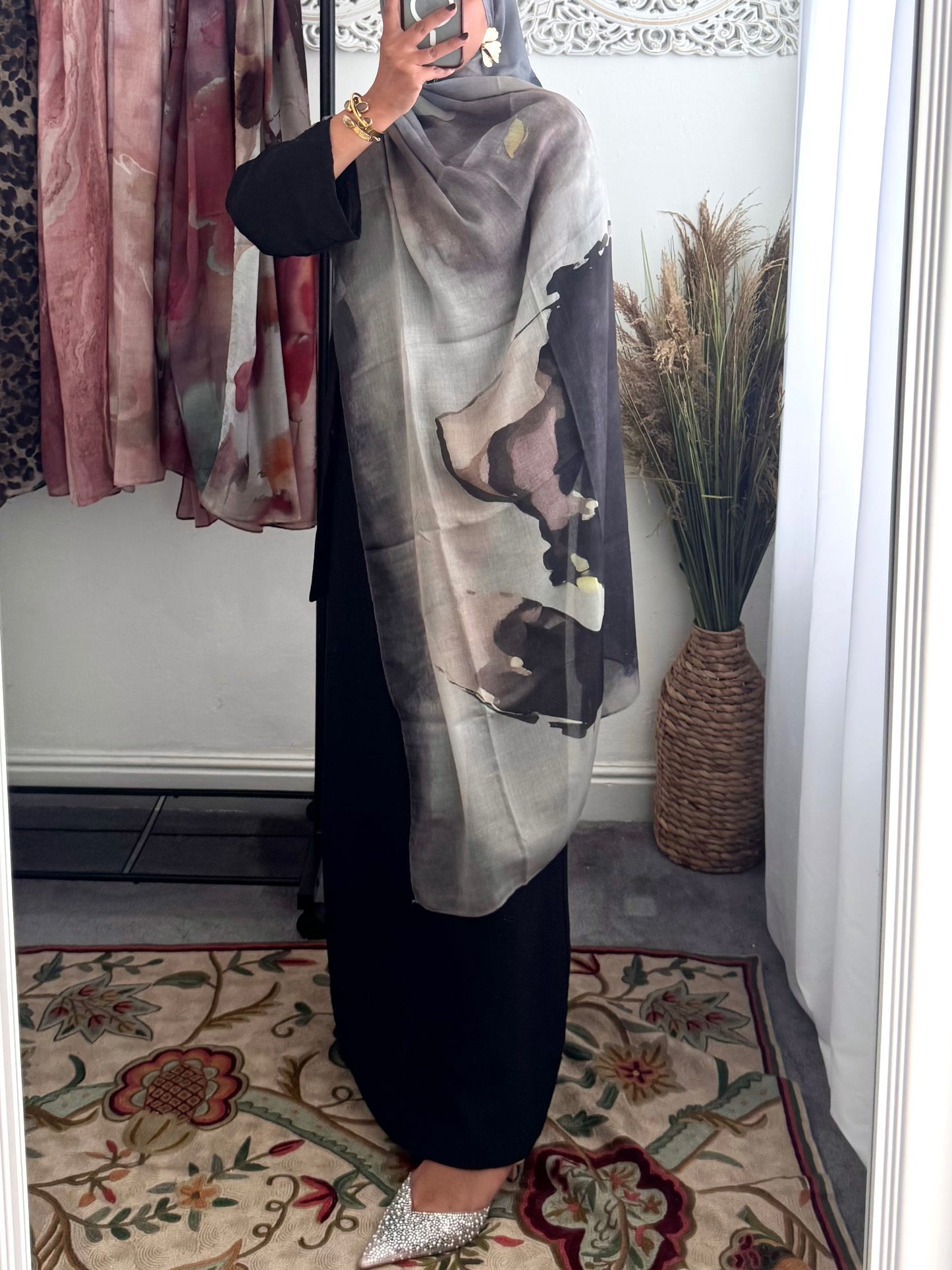 Water coloured Modal Printed Mocha Hijab