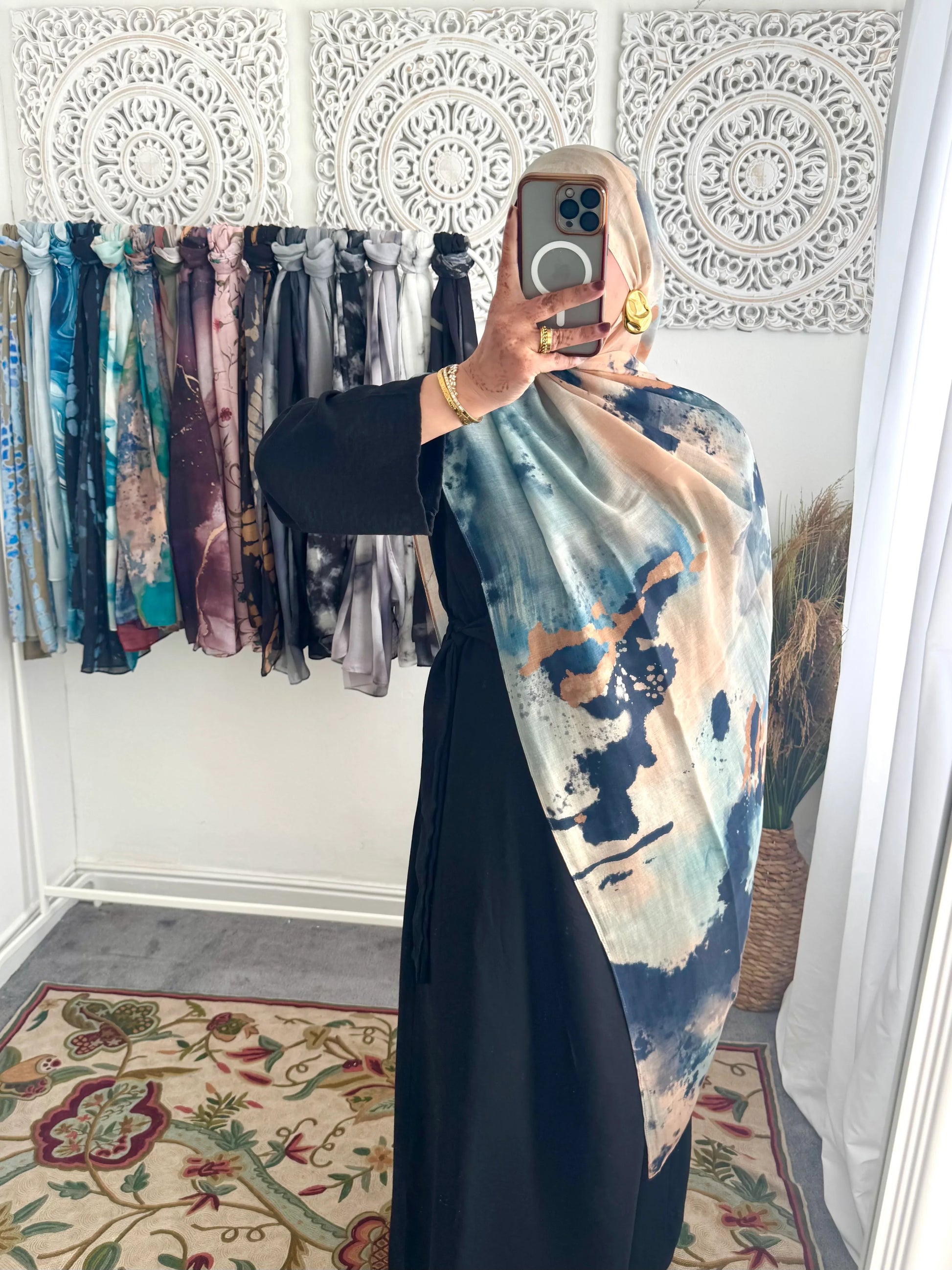 Water coloured Modal Printed Diyana Hijab - Hijab Junkie UK