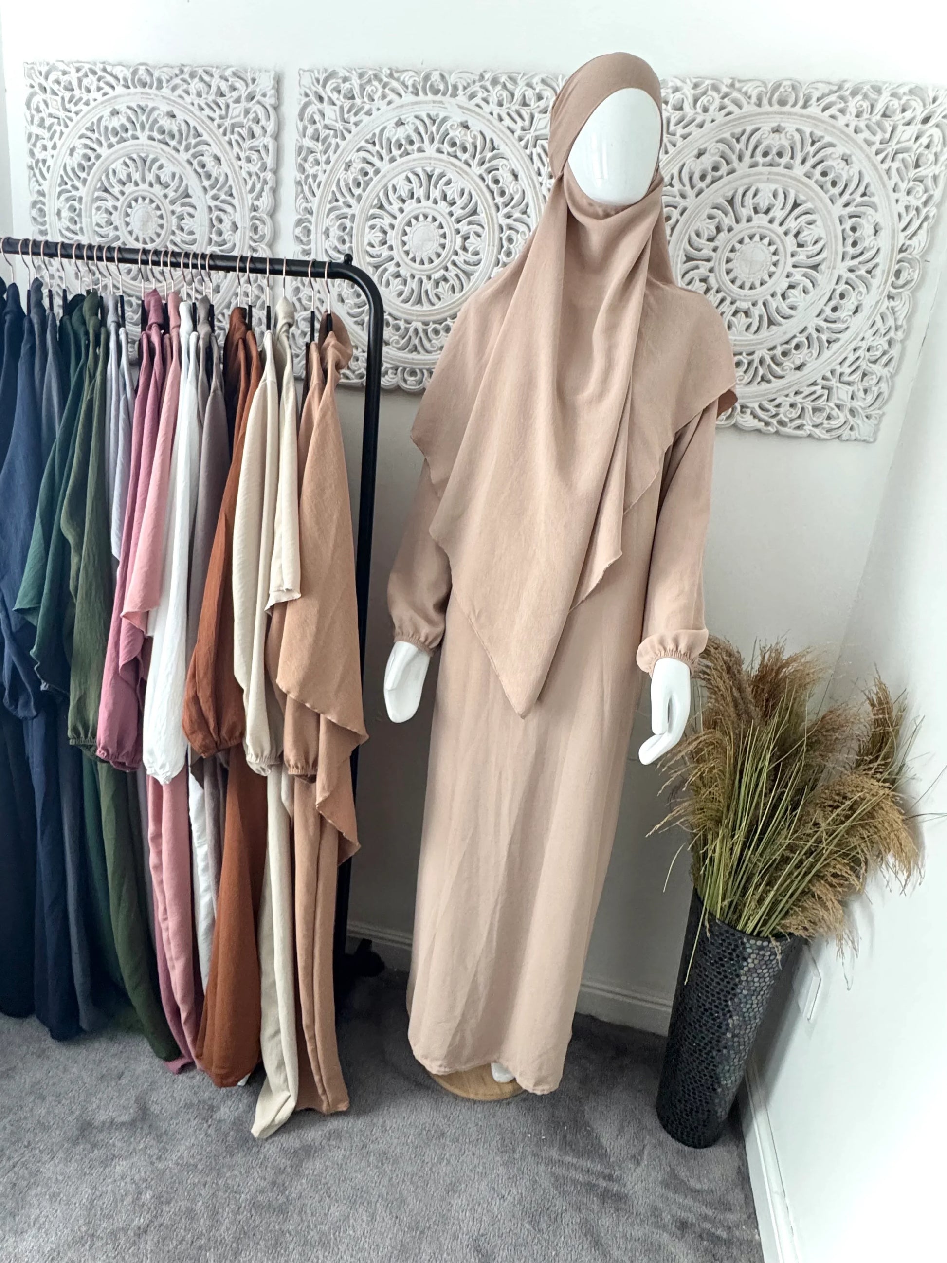 Khimar 2 pc Hawwa plain light weight abaya set adults and teenagers - Hijab Junkie UK