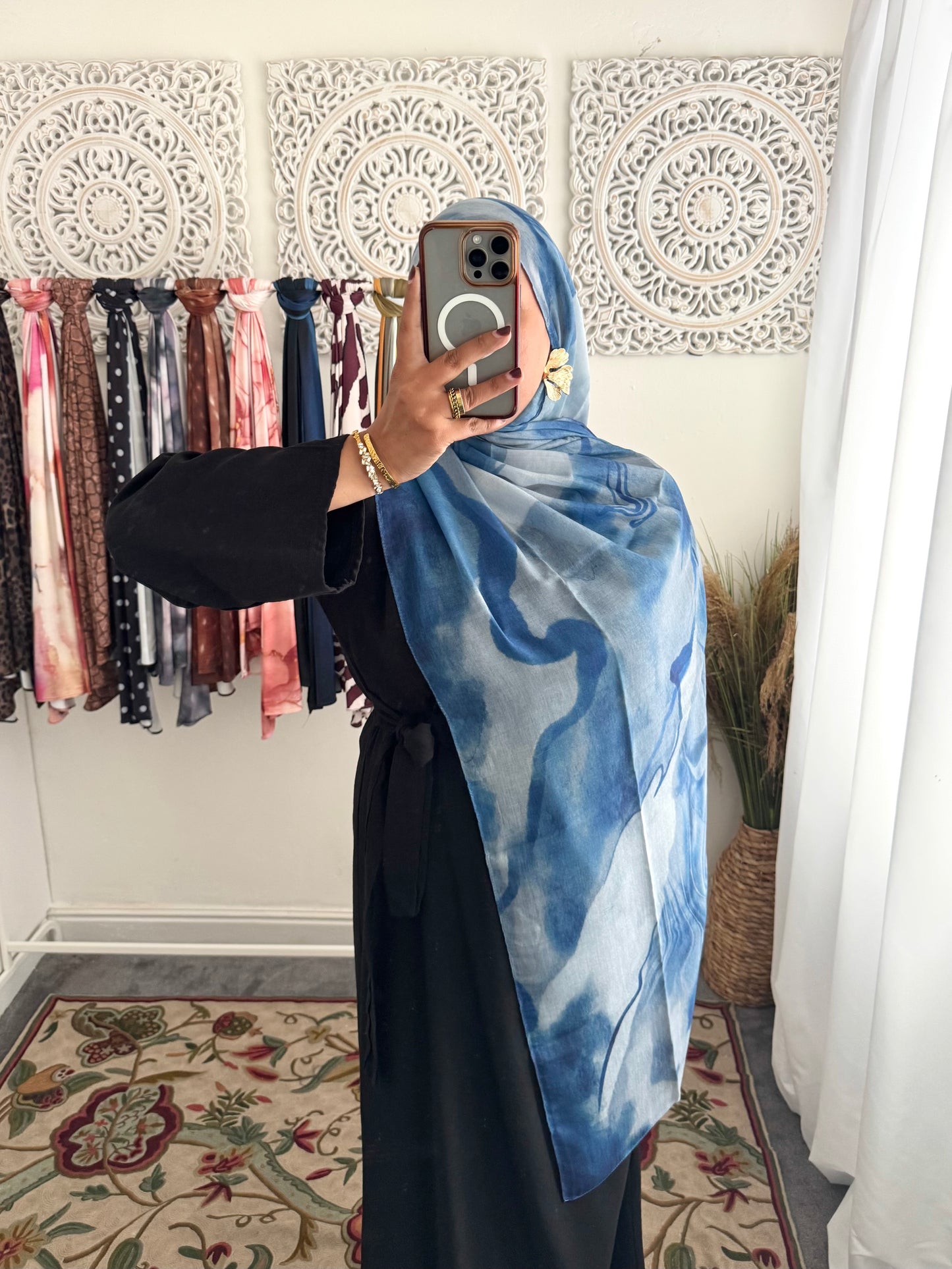 Water coloured Modal Printed Blue Shore Hijab
