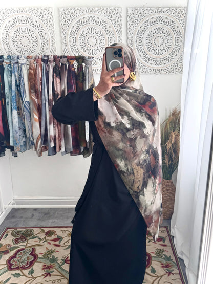 Water coloured Chiffon Printed Bunni Hijab - Hijab Junkie UK