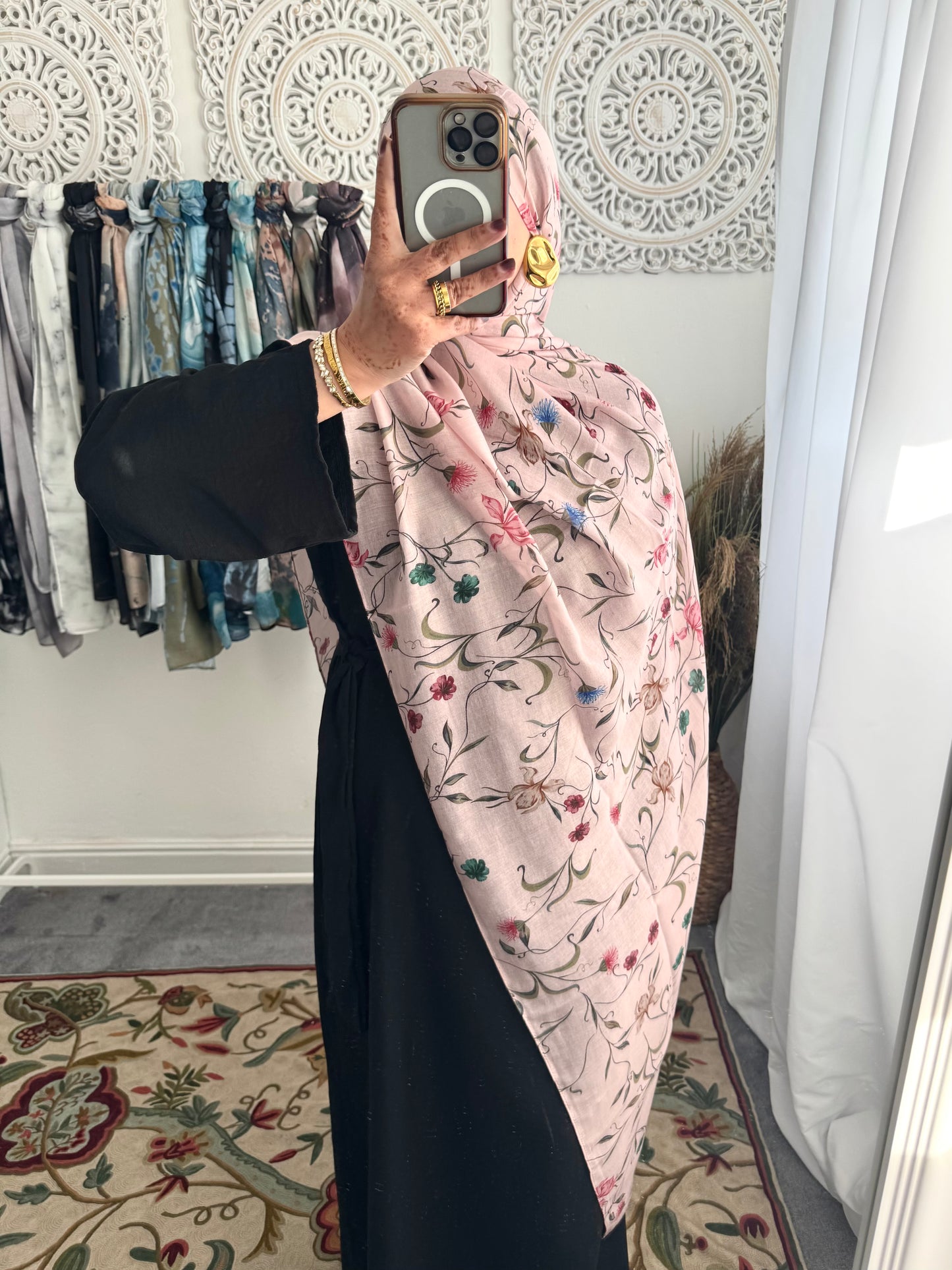 Water coloured Modal Printed Petal Pink Hijab