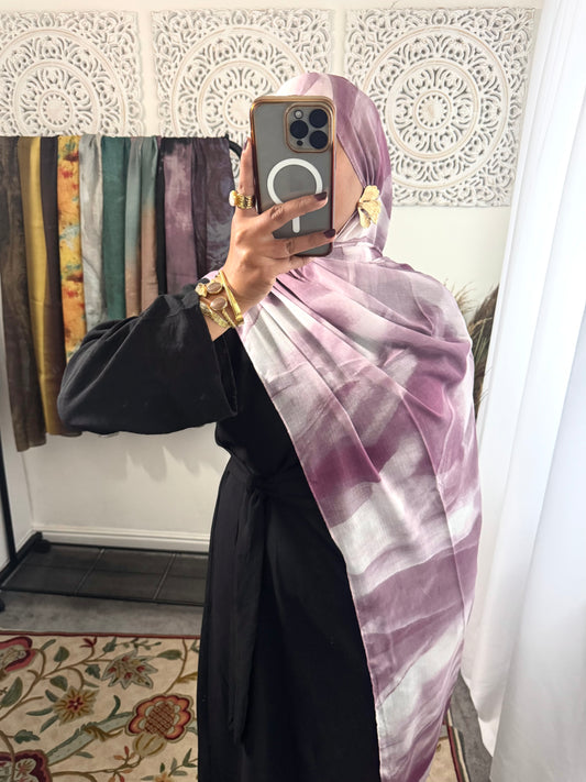 Water coloured Modal Printed Lavender Ripple Hijab