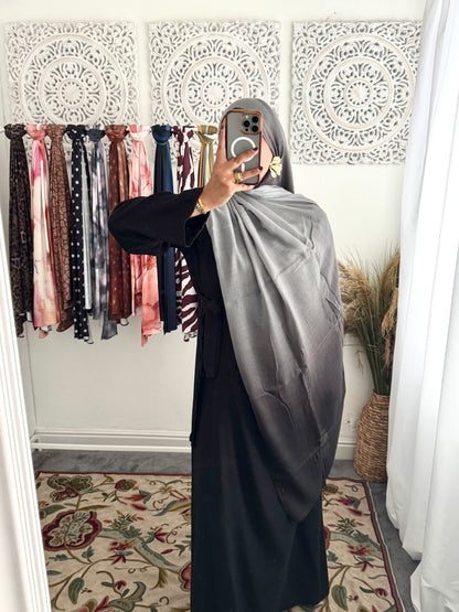 Water coloured Modal Printed Black Ombre Hijab
