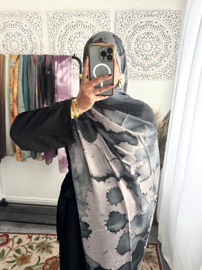 Water coloured Modal Printed marble Pewter Hijab
