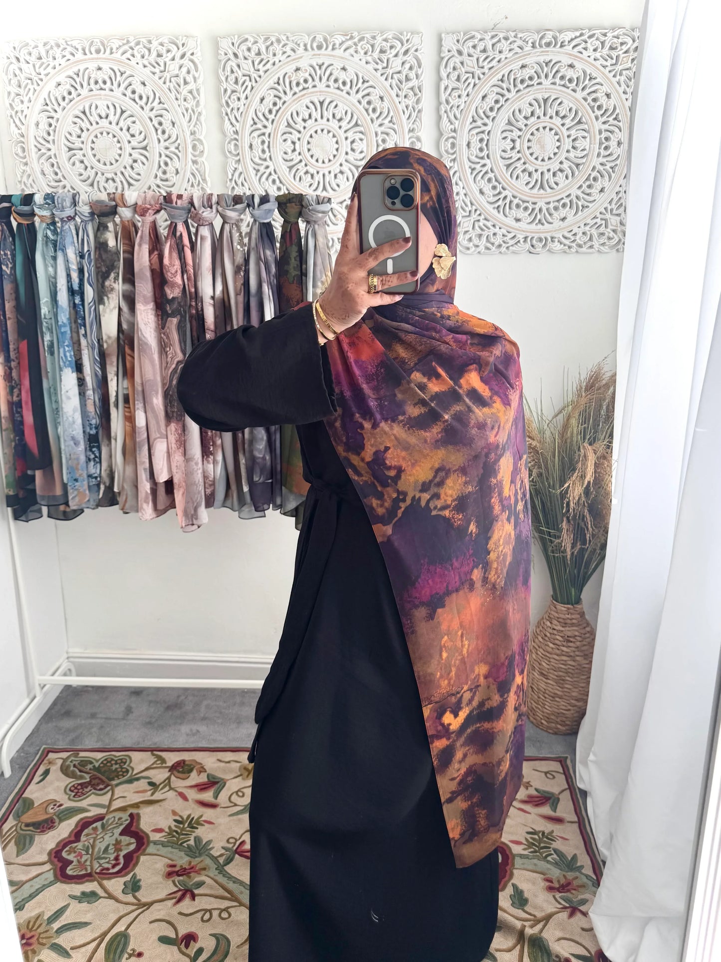 Water coloured Chiffon Printed Nura Hijab - Hijab Junkie UK