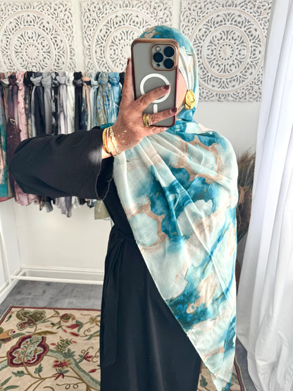 Water coloured Modal Printed Pixel Hijab - Hijab Junkie UK