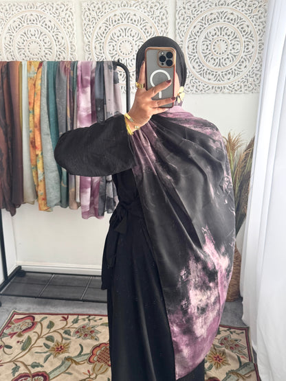 Water coloured Modal Printed black hula Hijab