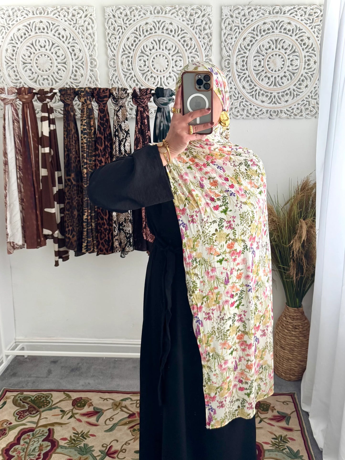 Premium Jersey Wild Flower hijab - Hijab Junkie UK