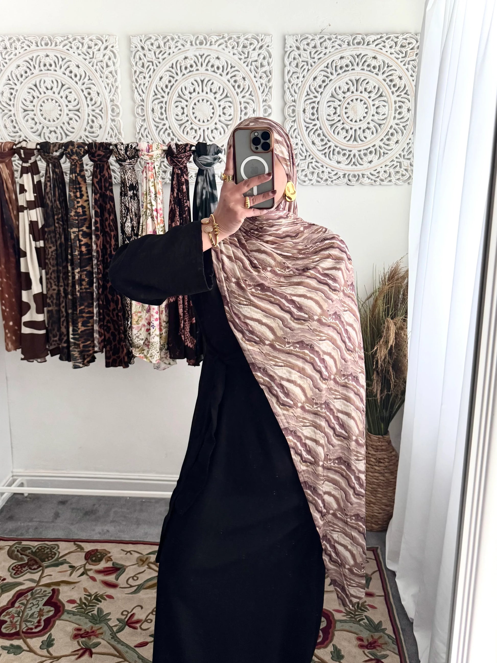 Premium Jersey Coffee Wave hijab - Hijab Junkie UK