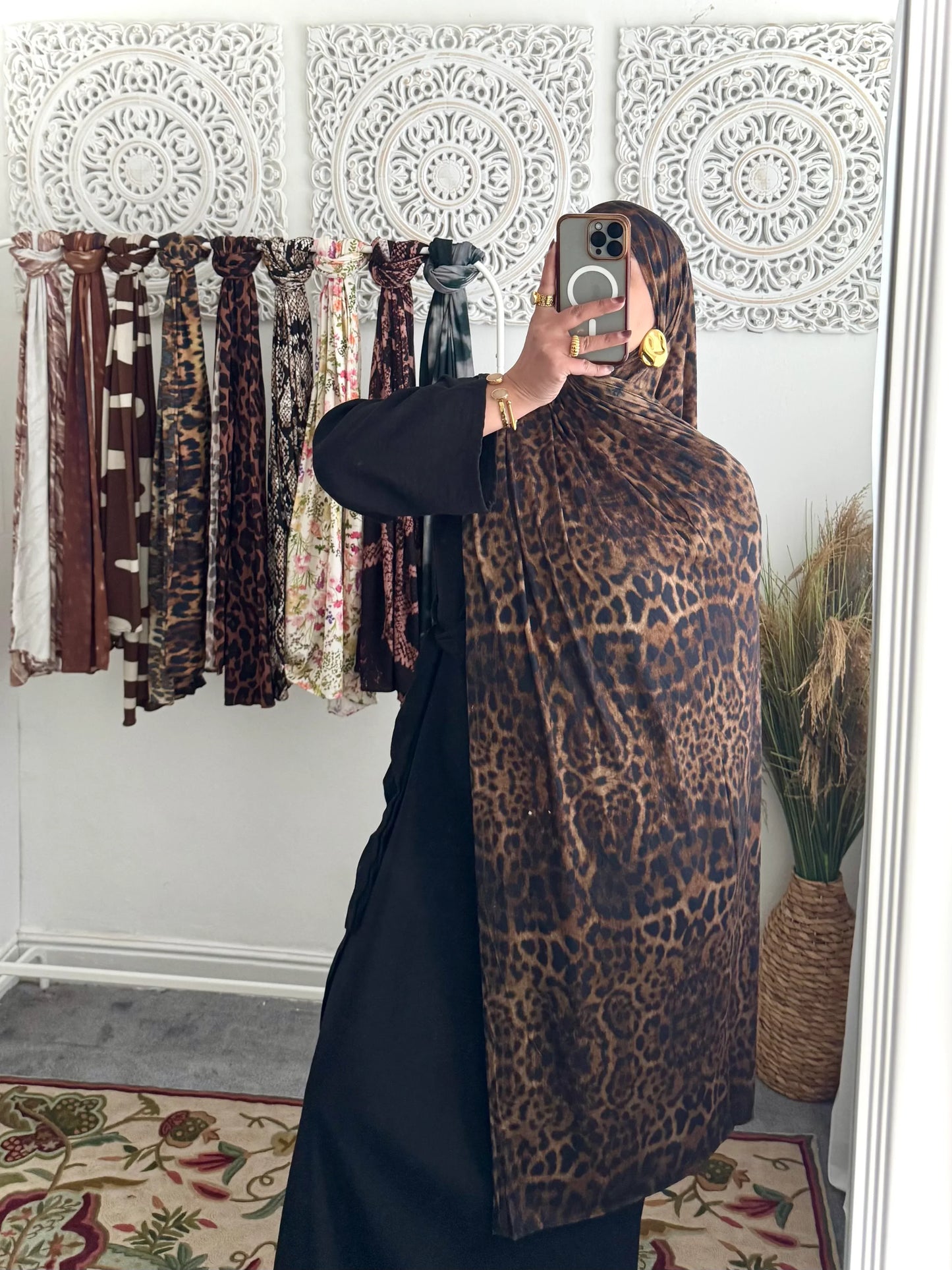 Premium Jersey Midnight Leopard hijab - Hijab Junkie UK