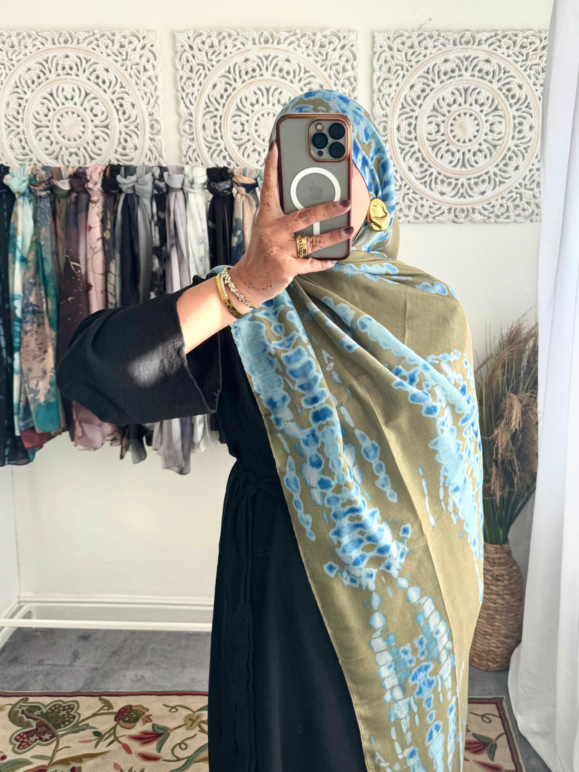 Water coloured Modal Printed Pure Thread Hijab - Hijab Junkie UK