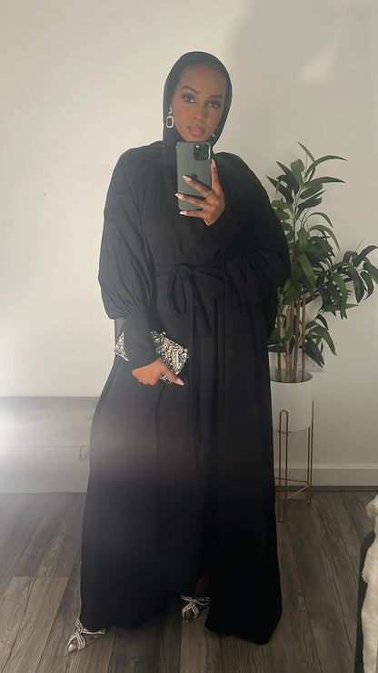 Exclusive 4 piece Manha wrap black Abayah set